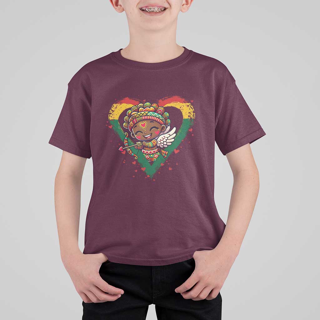 Cute Black Cupid T Shirt For Kid Melanin Pride Valentines Day Gift - Wonder Print Shop
