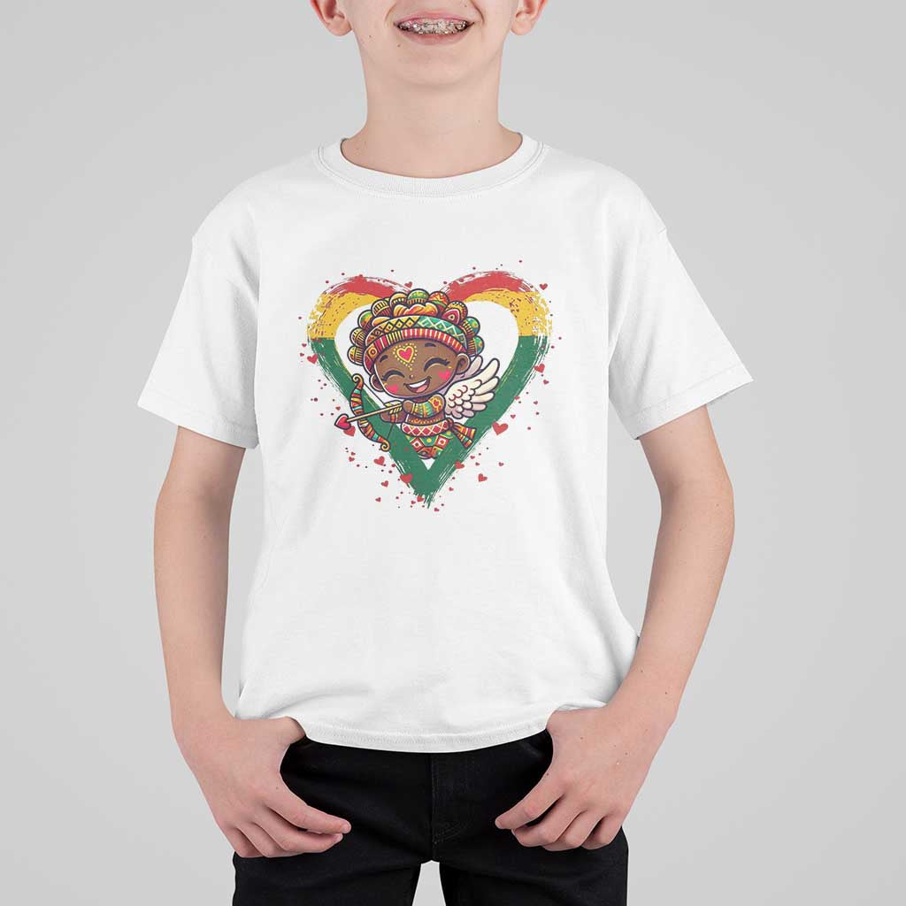 Cute Black Cupid T Shirt For Kid Melanin Pride Valentines Day Gift - Wonder Print Shop