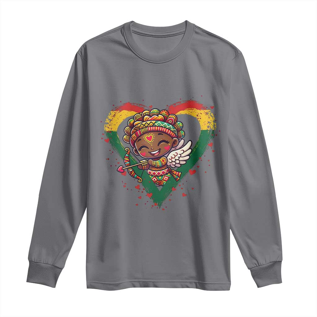Cute Black Cupid Long Sleeve Shirt Melanin Pride Valentines Day Gift - Wonder Print Shop