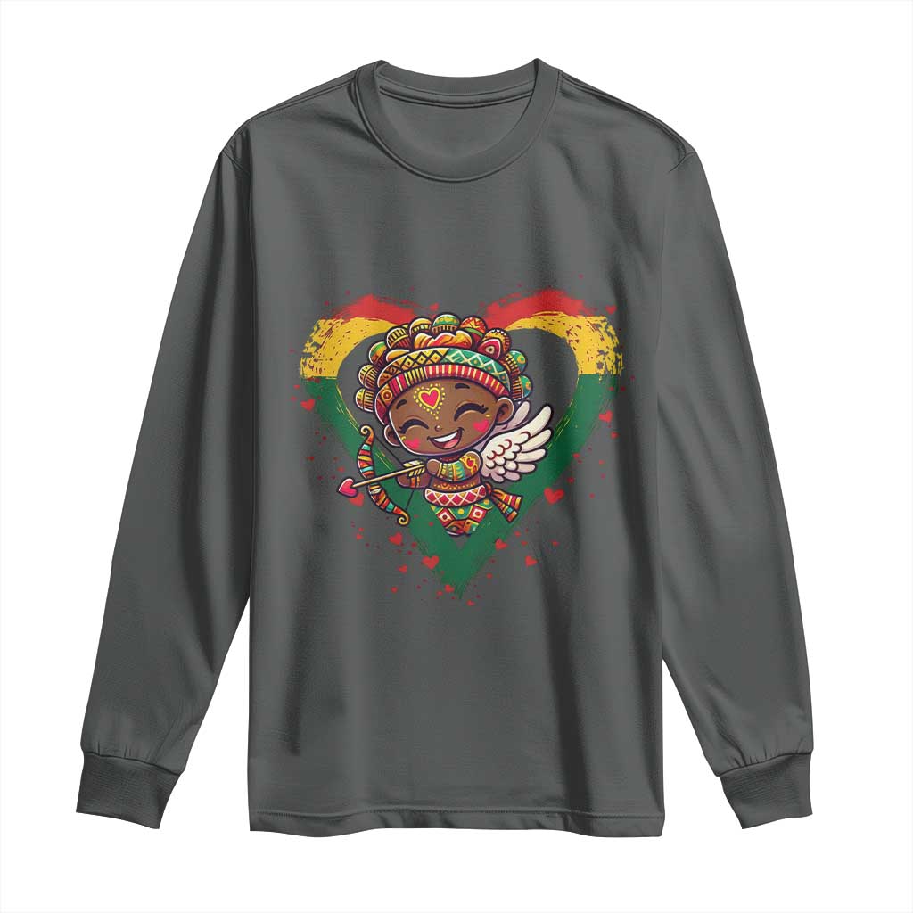 Cute Black Cupid Long Sleeve Shirt Melanin Pride Valentines Day Gift - Wonder Print Shop