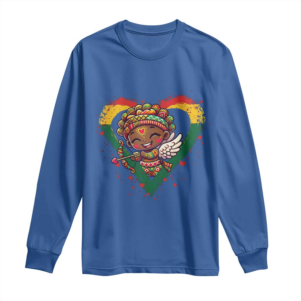 Cute Black Cupid Long Sleeve Shirt Melanin Pride Valentines Day Gift - Wonder Print Shop