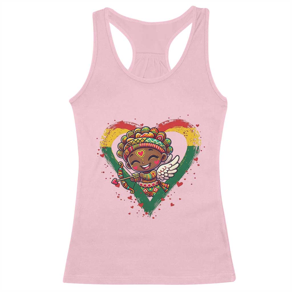 Cute Black Cupid Racerback Tank Top Melanin Pride Valentines Day Gift - Wonder Print Shop
