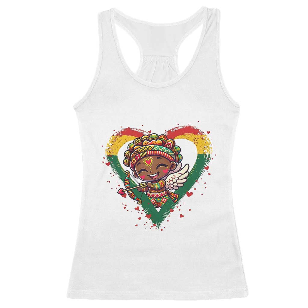 Cute Black Cupid Racerback Tank Top Melanin Pride Valentines Day Gift - Wonder Print Shop
