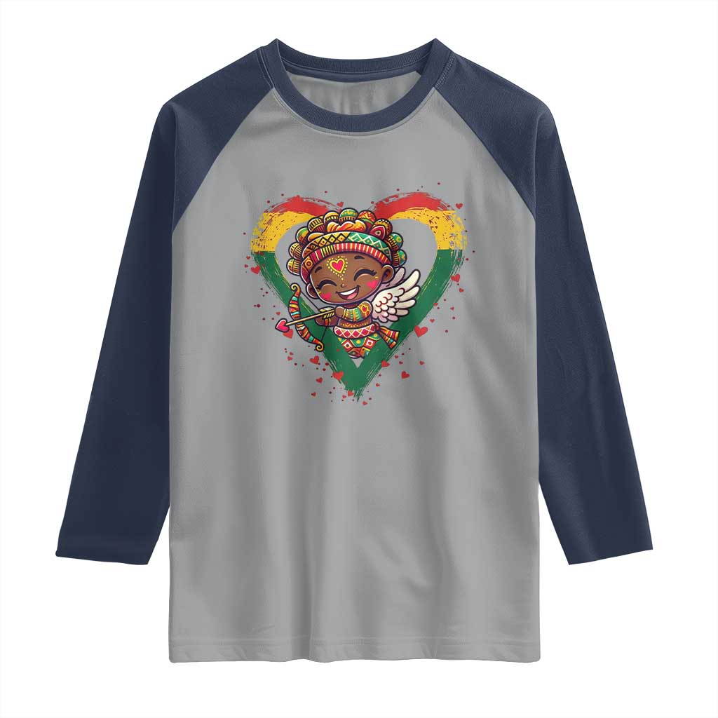 Cute Black Cupid Raglan Shirt Melanin Pride Valentines Day Gift - Wonder Print Shop