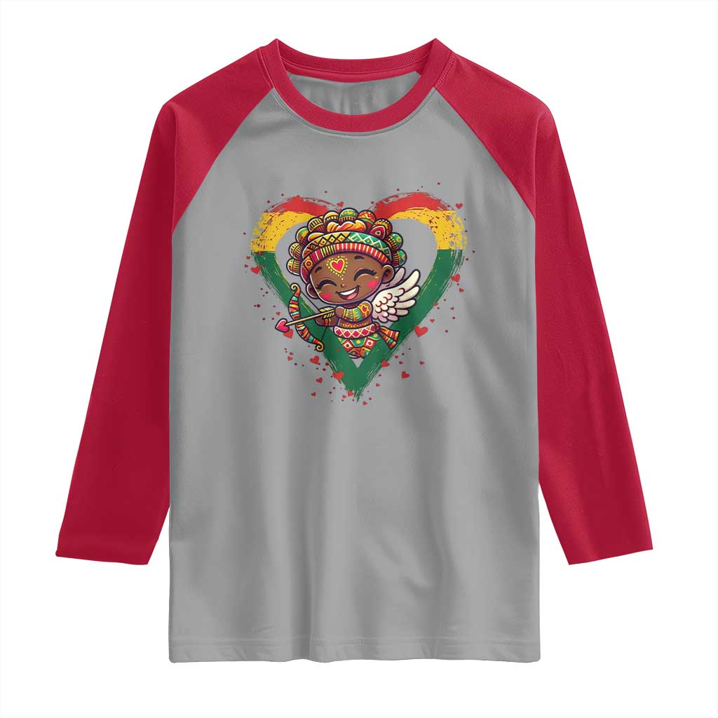 Cute Black Cupid Raglan Shirt Melanin Pride Valentines Day Gift - Wonder Print Shop