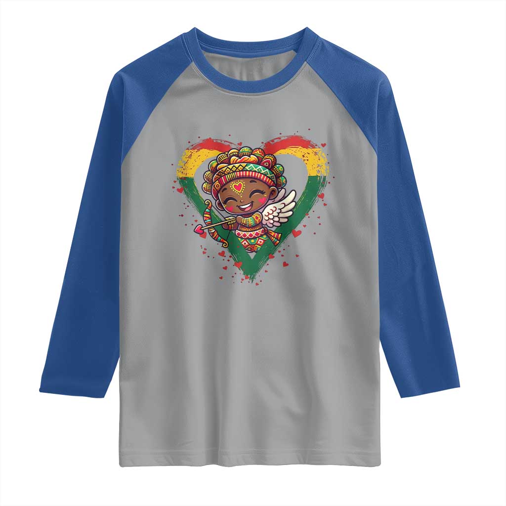 Cute Black Cupid Raglan Shirt Melanin Pride Valentines Day Gift - Wonder Print Shop