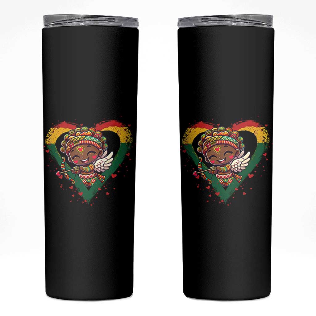 Cute Black Cupid Skinny Tumbler Melanin Pride Valentines Day Gift - Wonder Print Shop