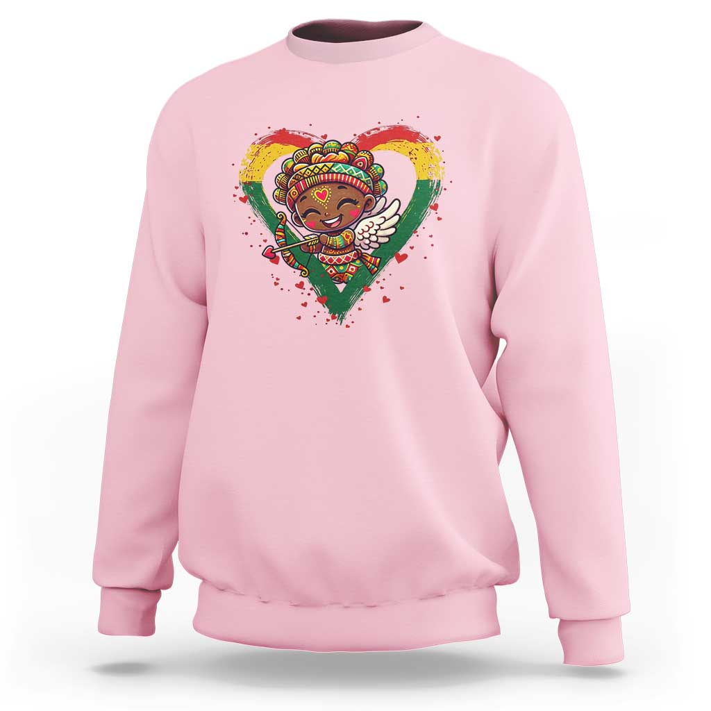 Cute Black Cupid Sweatshirt Melanin Pride Valentines Day Gift - Wonder Print Shop