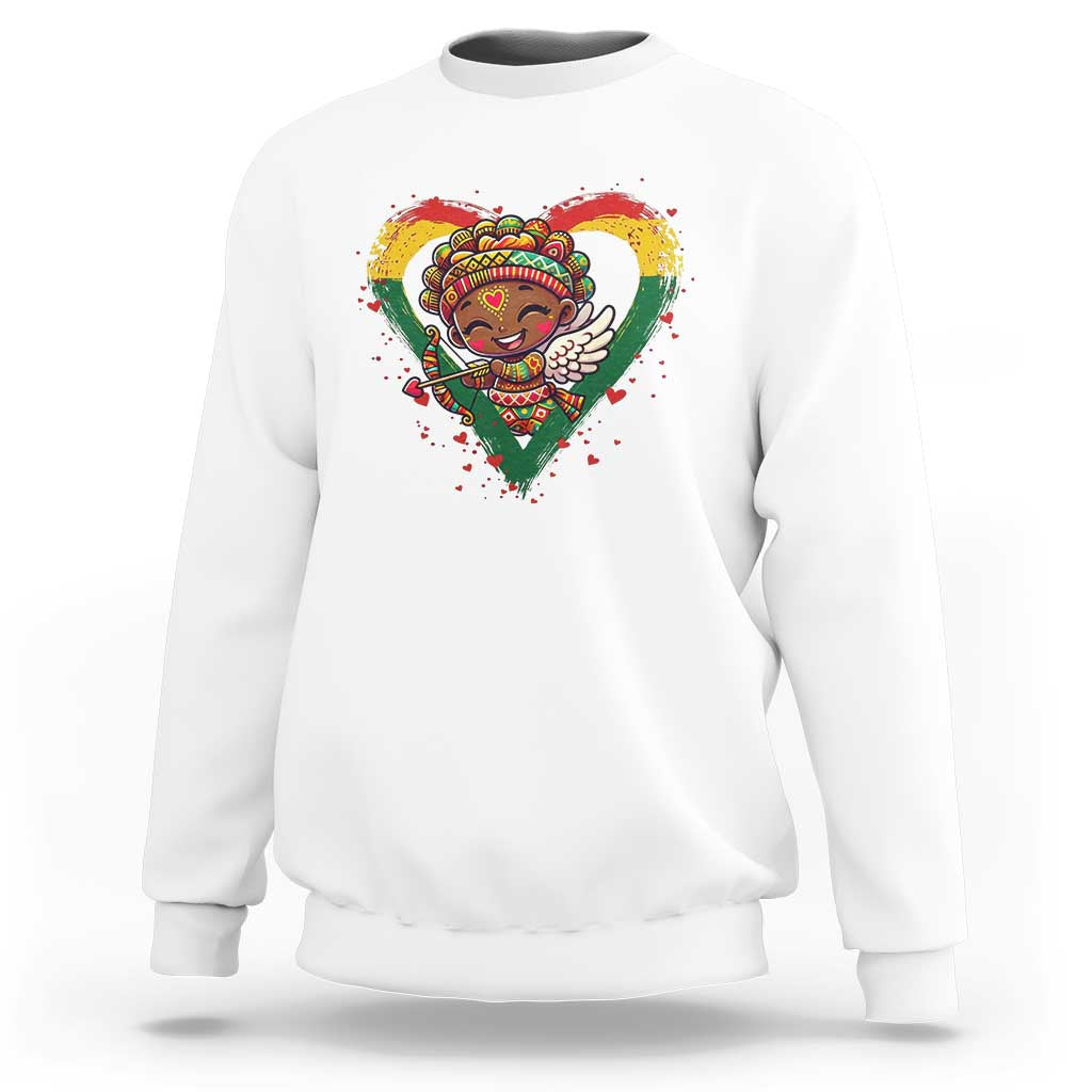 Cute Black Cupid Sweatshirt Melanin Pride Valentines Day Gift - Wonder Print Shop
