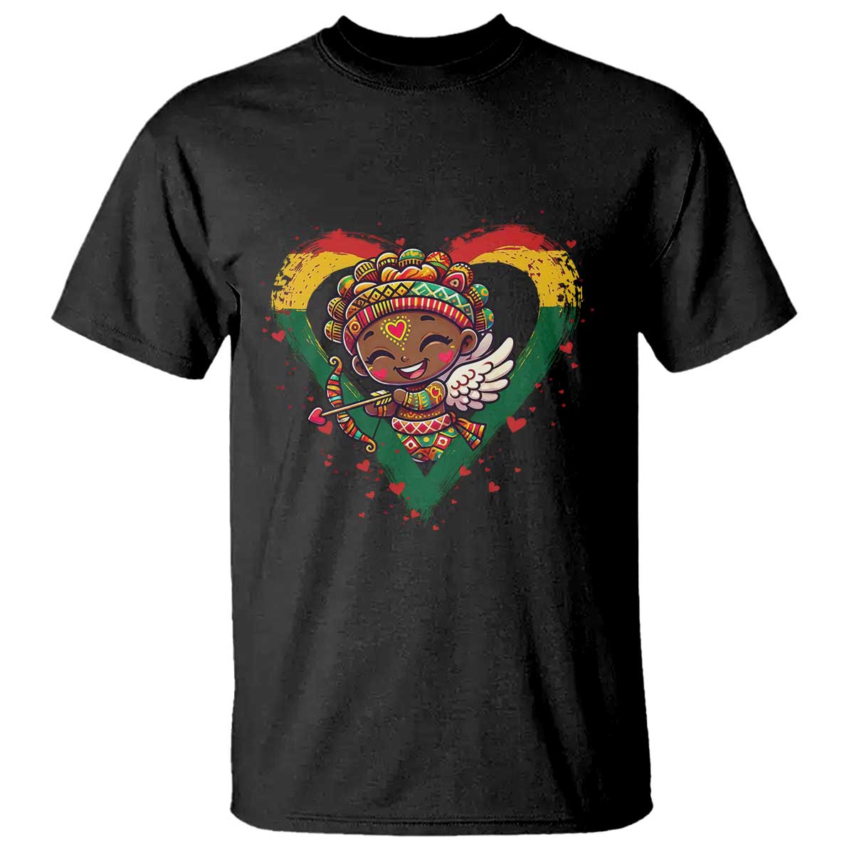 Cute Black Cupid T Shirt Melanin Pride Valentines Day Gift - Wonder Print Shop