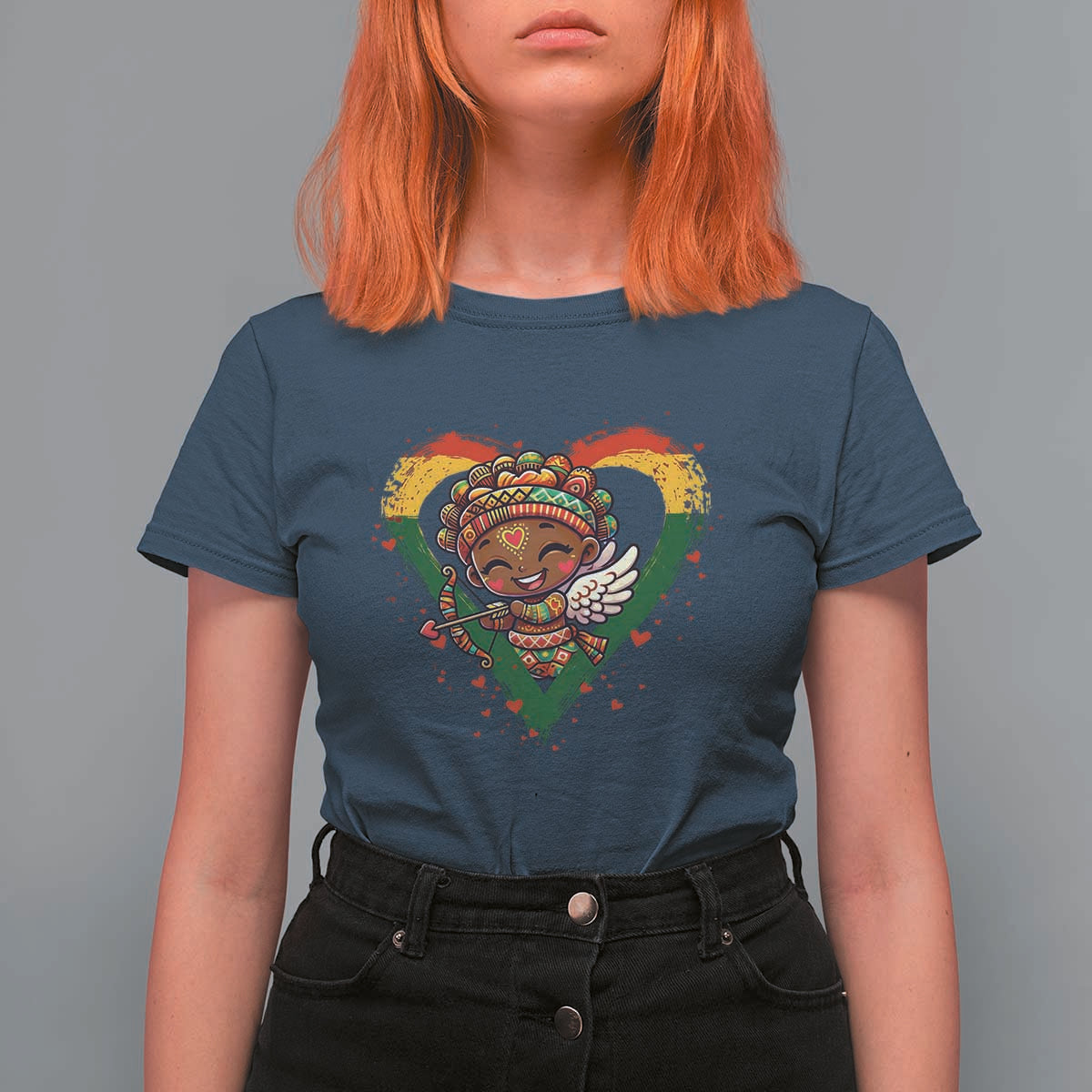Cute Black Cupid T Shirt For Women Melanin Pride Valentines Day Gift - Wonder Print Shop