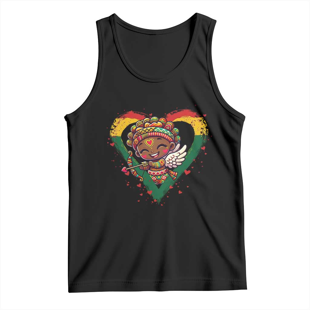 Cute Black Cupid Tank Top Melanin Pride Valentines Day Gift - Wonder Print Shop