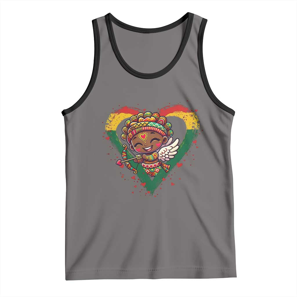Cute Black Cupid Tank Top Melanin Pride Valentines Day Gift - Wonder Print Shop
