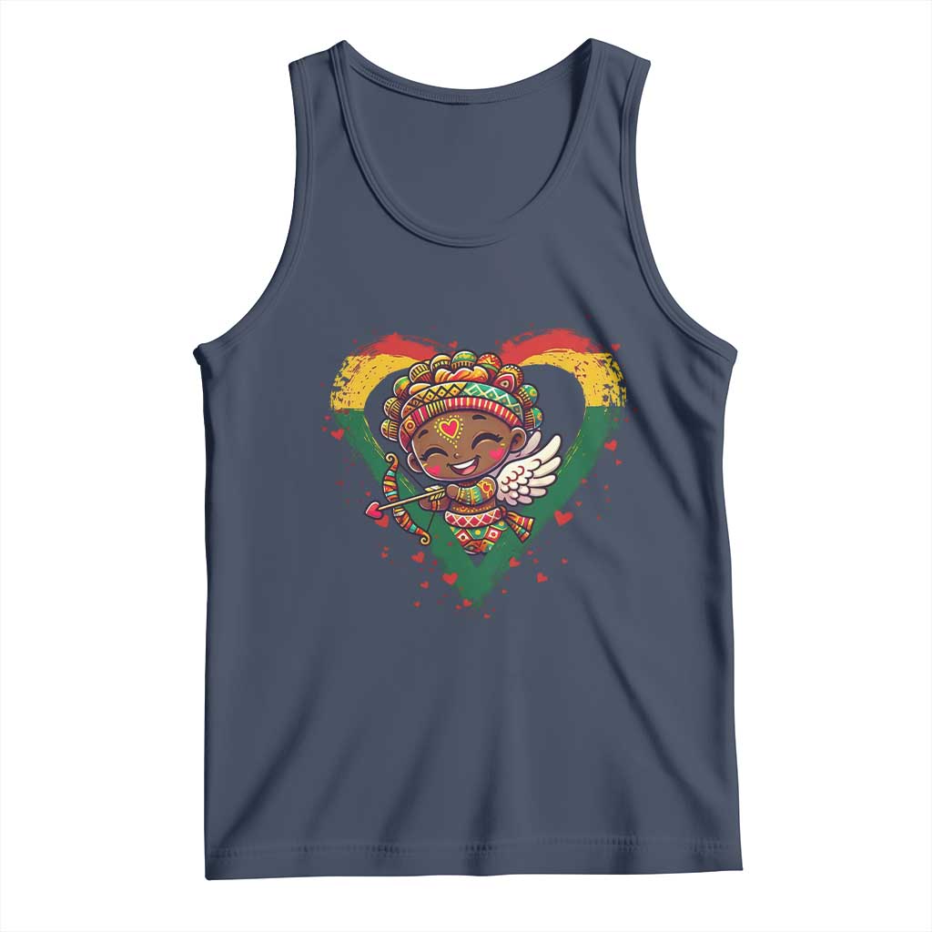Cute Black Cupid Tank Top Melanin Pride Valentines Day Gift - Wonder Print Shop