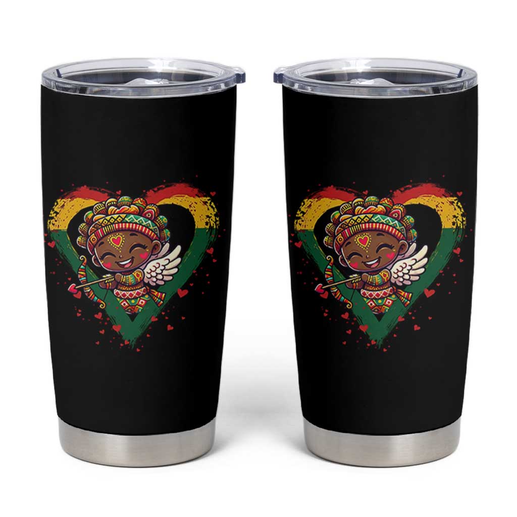 Cute Black Cupid Tumbler Cup Melanin Pride Valentines Day Gift - Wonder Print Shop