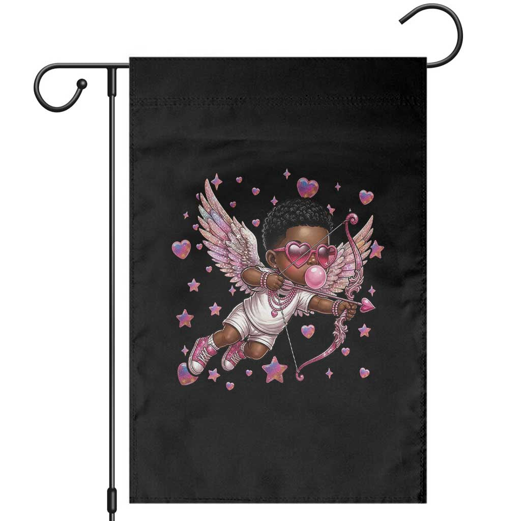 Cute Black Cupid Garden Flag African American Valentines Day Gift - Wonder Print Shop