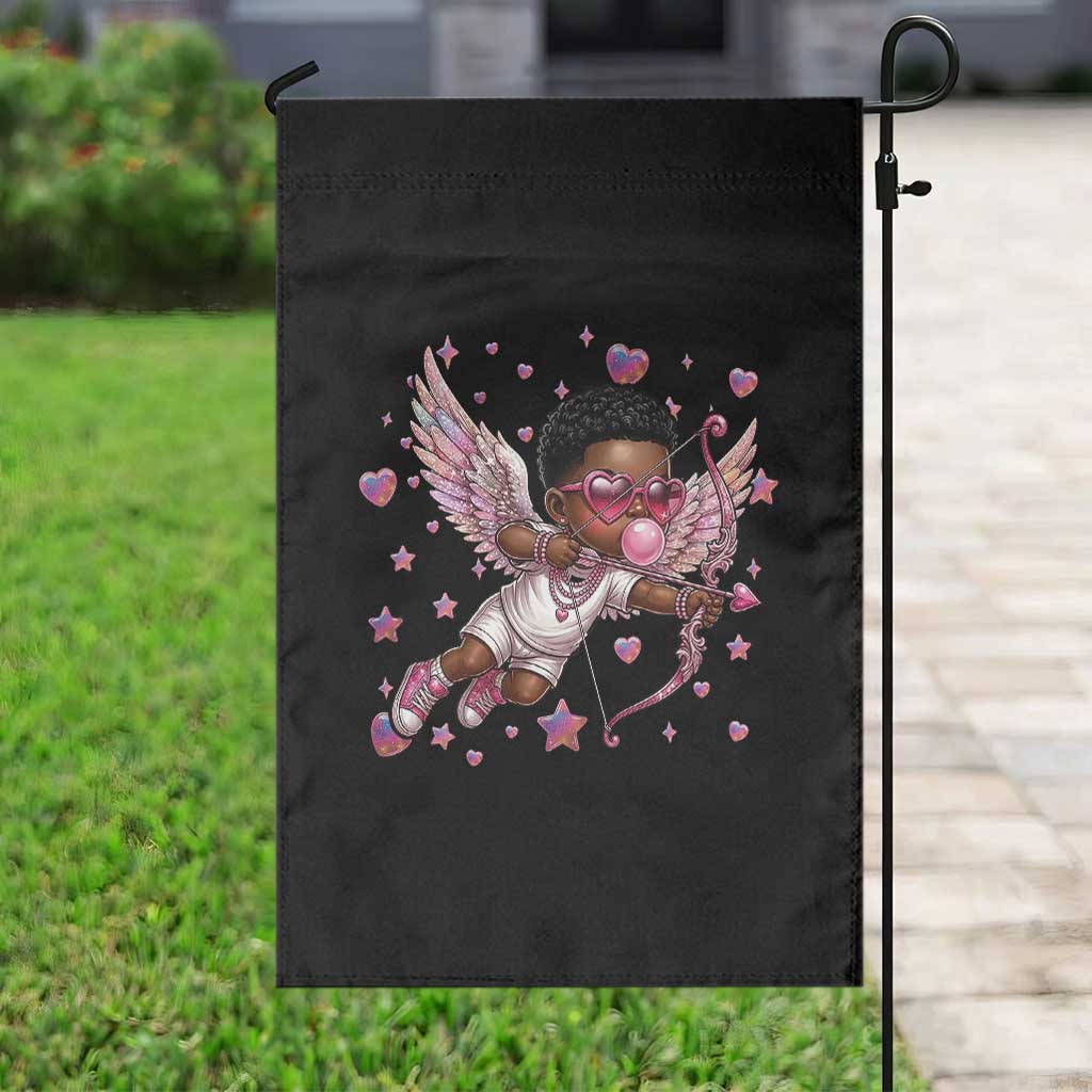Cute Black Cupid Garden Flag African American Valentines Day Gift - Wonder Print Shop