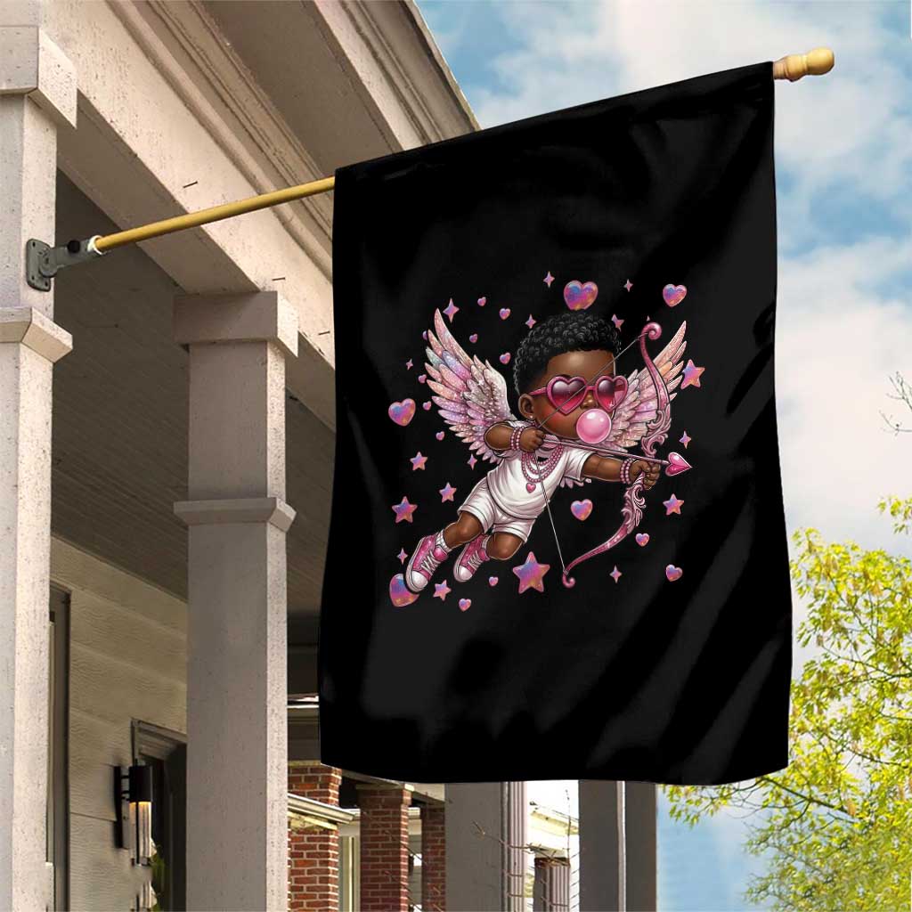 Cute Black Cupid Garden Flag African American Valentines Day Gift - Wonder Print Shop
