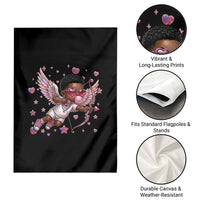 Cute Black Cupid Garden Flag African American Valentines Day Gift - Wonder Print Shop
