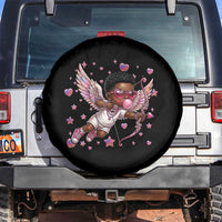 Cute Black Cupid Spare Tire Cover African American Valentines Day Gift - Wonder Print Shop
