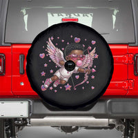 Cute Black Cupid Spare Tire Cover African American Valentines Day Gift - Wonder Print Shop