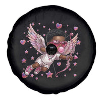 Cute Black Cupid Spare Tire Cover African American Valentines Day Gift - Wonder Print Shop
