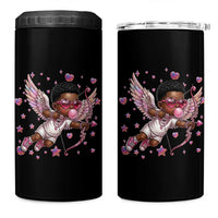 Cute Black Cupid 4 in 1 Can Cooler Tumbler African American Valentines Day Gift - Wonder Print Shop