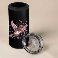 Cute Black Cupid 4 in 1 Can Cooler Tumbler African American Valentines Day Gift - Wonder Print Shop
