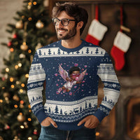 Cute Black Cupid Ugly Christmas Sweater African American Valentines Day Gift - Wonder Print Shop