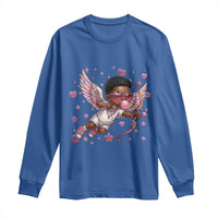 Cute Black Cupid Long Sleeve Shirt African American Valentines Day Gift - Wonder Print Shop