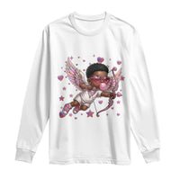 Cute Black Cupid Long Sleeve Shirt African American Valentines Day Gift - Wonder Print Shop
