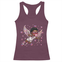 Cute Black Cupid Racerback Tank Top African American Valentines Day Gift - Wonder Print Shop