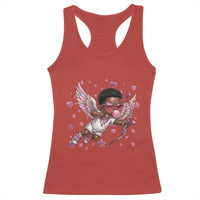 Cute Black Cupid Racerback Tank Top African American Valentines Day Gift - Wonder Print Shop