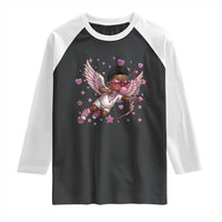 Cute Black Cupid Raglan Shirt African American Valentines Day Gift - Wonder Print Shop