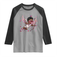 Cute Black Cupid Raglan Shirt African American Valentines Day Gift - Wonder Print Shop