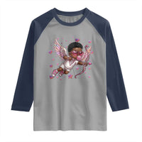 Cute Black Cupid Raglan Shirt African American Valentines Day Gift - Wonder Print Shop