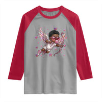 Cute Black Cupid Raglan Shirt African American Valentines Day Gift - Wonder Print Shop