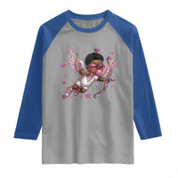 Cute Black Cupid Raglan Shirt African American Valentines Day Gift - Wonder Print Shop