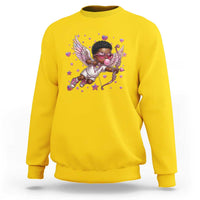 Cute Black Cupid Sweatshirt African American Valentines Day Gift - Wonder Print Shop