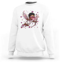 Cute Black Cupid Sweatshirt African American Valentines Day Gift - Wonder Print Shop