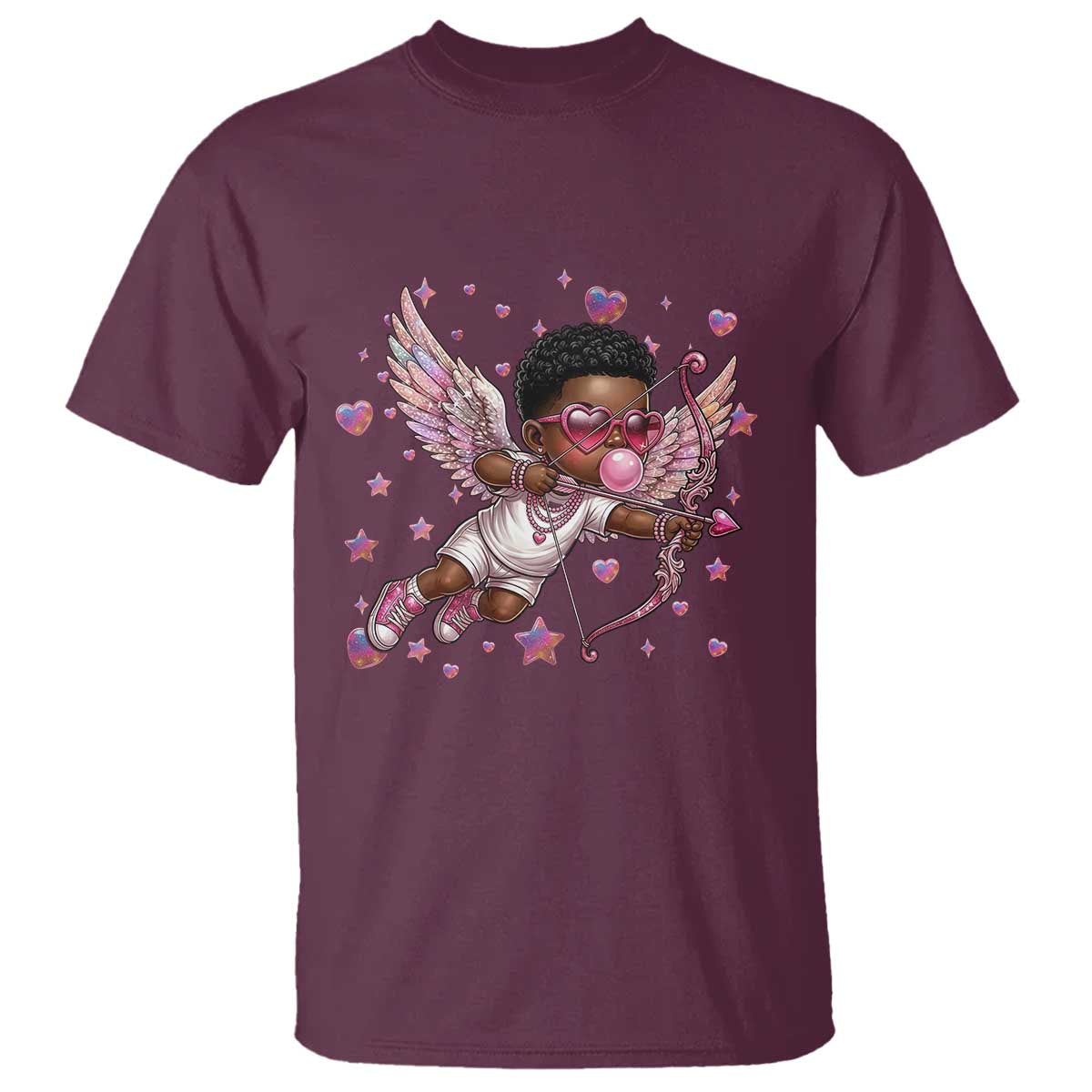 Cute Black Cupid T Shirt African American Valentines Day Gift - Wonder Print Shop