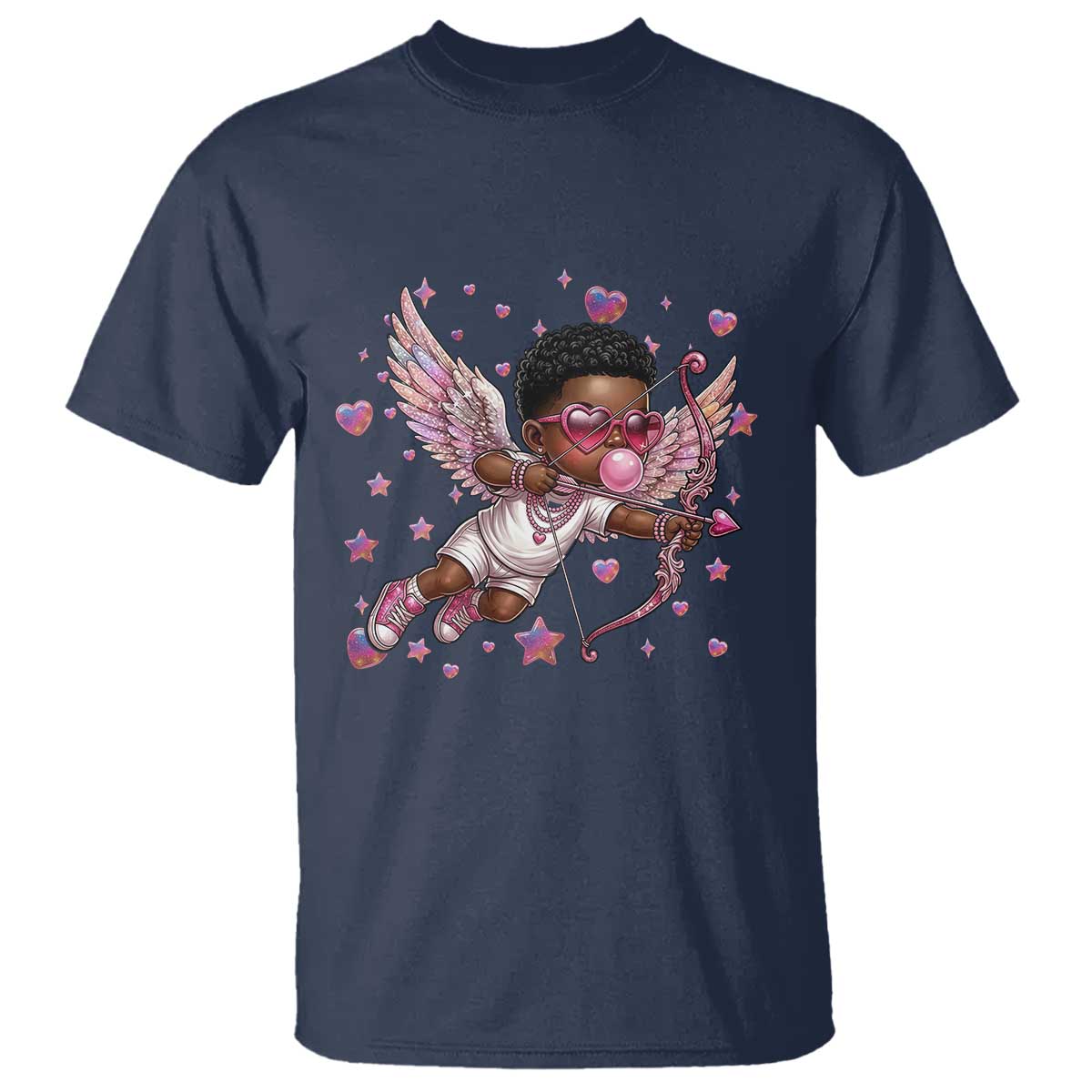 Cute Black Cupid T Shirt African American Valentines Day Gift - Wonder Print Shop