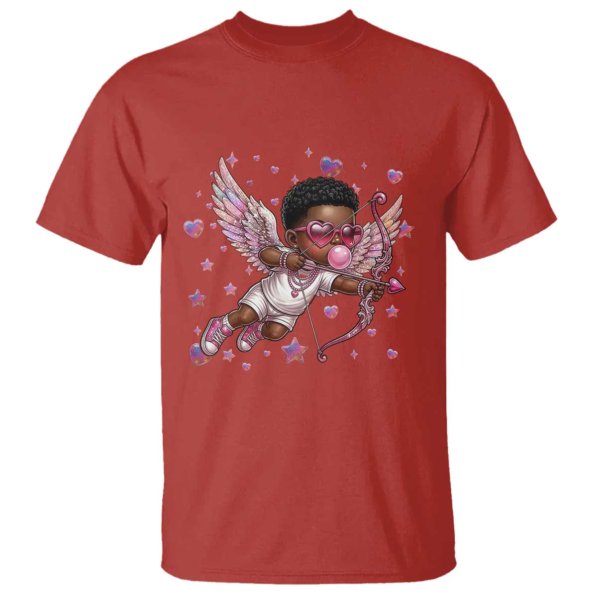 Cute Black Cupid T Shirt African American Valentines Day Gift - Wonder Print Shop