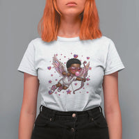 Cute Black Cupid T Shirt For Women African American Valentines Day Gift - Wonder Print Shop