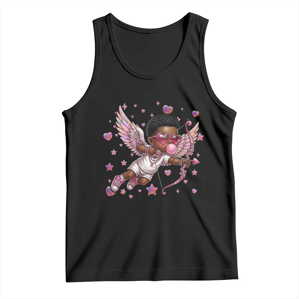 Cute Black Cupid Tank Top African American Valentines Day Gift - Wonder Print Shop