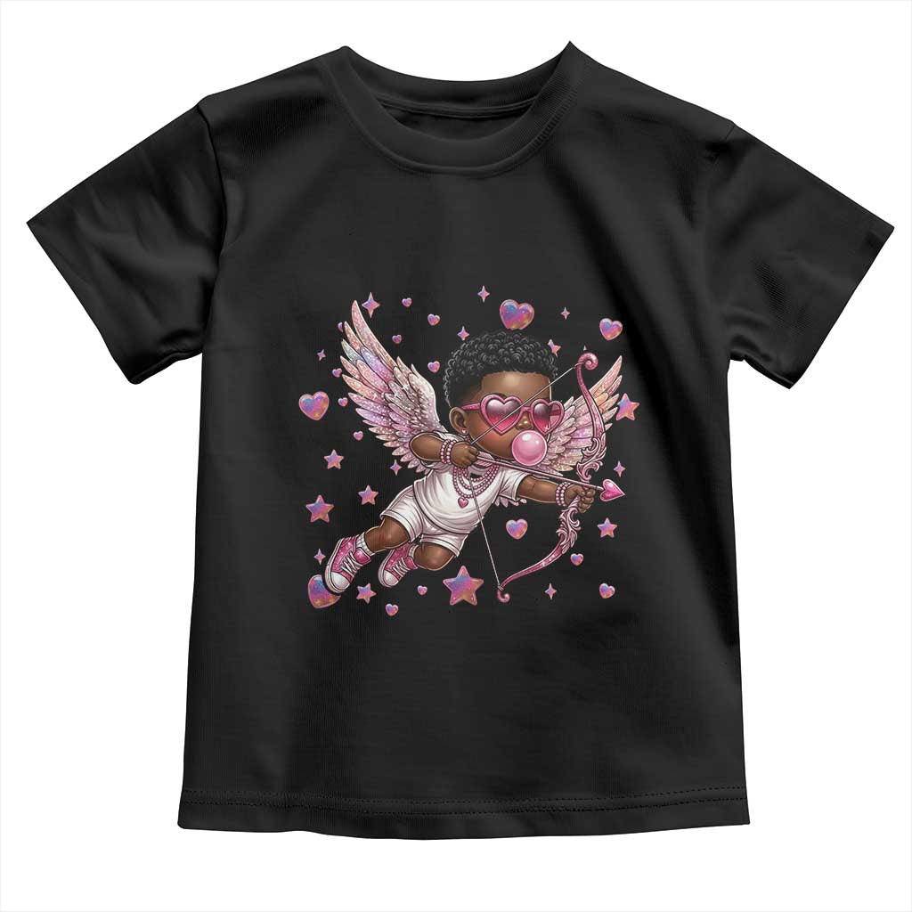 Cute Black Cupid Toddler T Shirt African American Valentines Day Gift - Wonder Print Shop