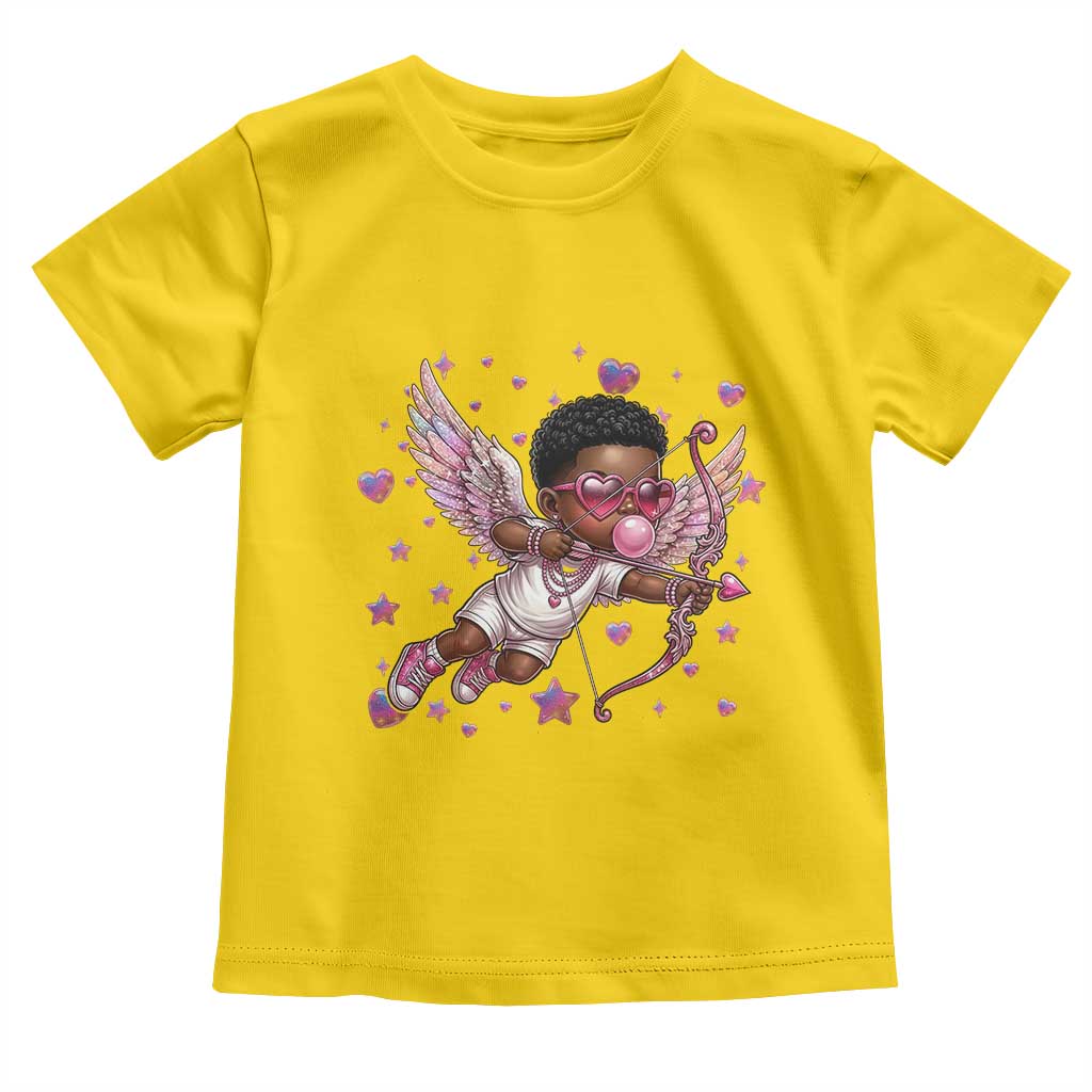 Cute Black Cupid Toddler T Shirt African American Valentines Day Gift - Wonder Print Shop