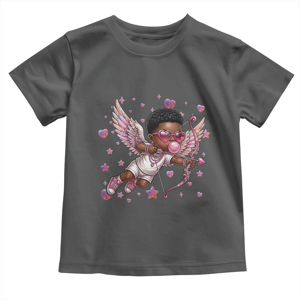 Cute Black Cupid Toddler T Shirt African American Valentines Day Gift - Wonder Print Shop