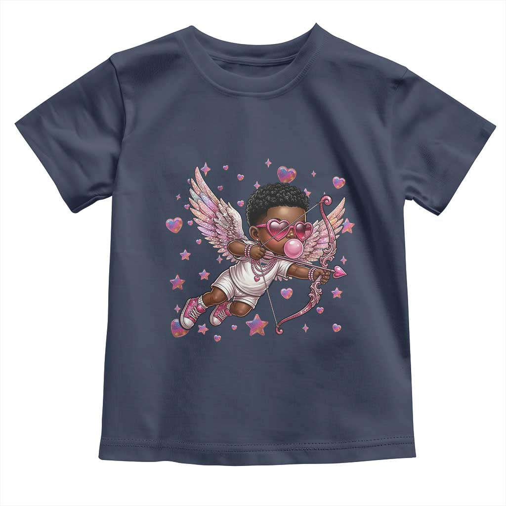 Cute Black Cupid Toddler T Shirt African American Valentines Day Gift - Wonder Print Shop