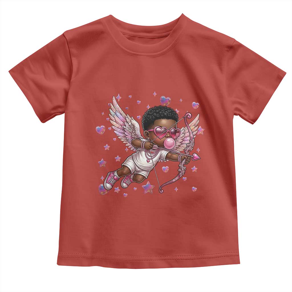 Cute Black Cupid Toddler T Shirt African American Valentines Day Gift - Wonder Print Shop